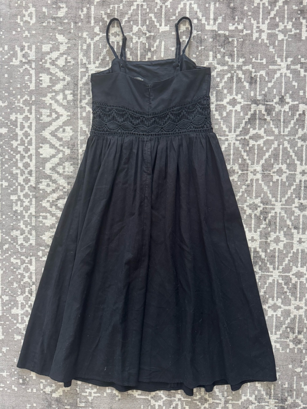 INC International Concepts Black Midi Dress with Crocheted Waist - Picture 7 of 16